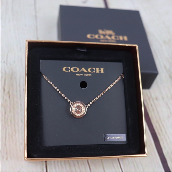 Coach Jewelry - Coach Rose Gold C Pave Signature Pendant Necklace